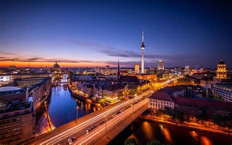 Download wallpapers Berlin, 4k, panorama, nighscapes, Berlin TV Tower ...