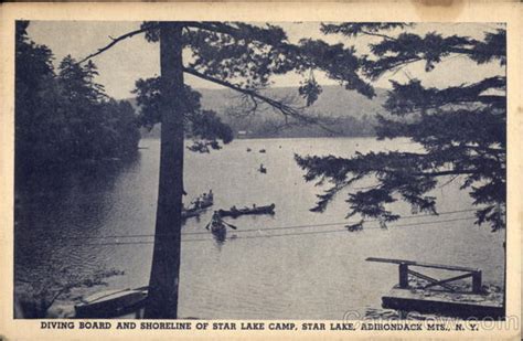 Diving Board and Shoreline of Star Lake Camp New York