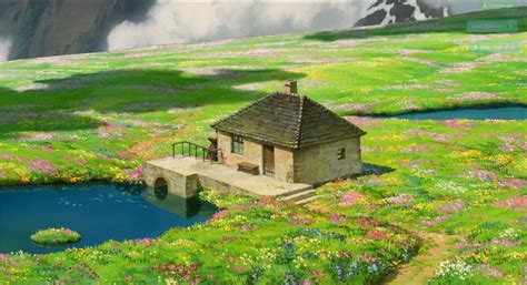 Studio Ghibli Howls Moving Castle Flower Field Wallpaper hd, picture, image