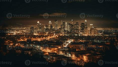 Bright city lights illuminate Alberta capital skyline generated by AI ...