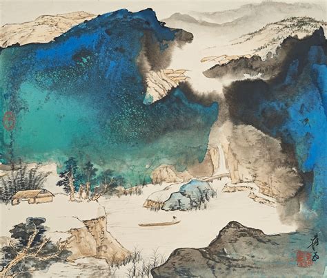 ZHANG DAQIAN (1899-1983) , Sailing across Turquiose Mountains | Christie's