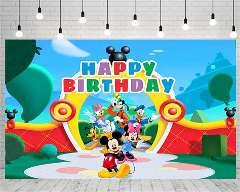 Buy Mickey Mouse Clubhouse Backdrop for Birthday Party Supplies 5x3ft Clubhouse Photo ...