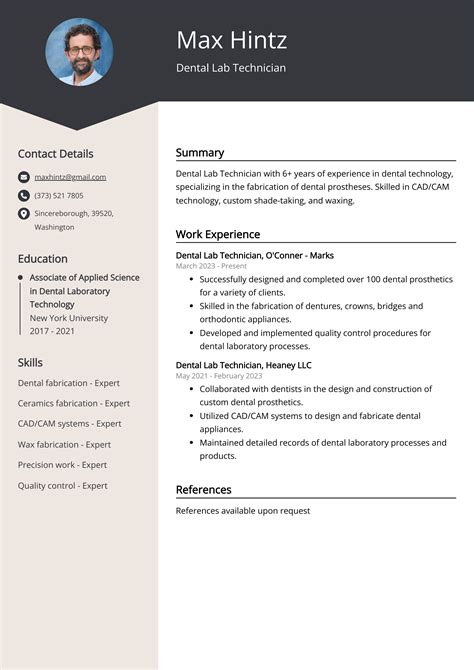 Dental Lab Technician Resume Example (Free Guide)