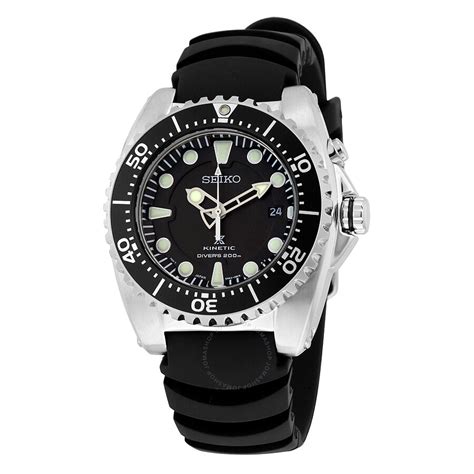 Seiko Kinetic Dive Black Dial Black Rubber Men's Sports Watch SKA371P2 ...