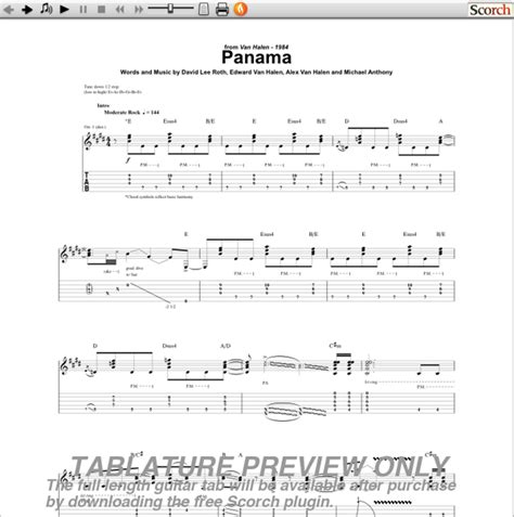 Van Halen Panama Guitar Tab : Free Guitar Tabs