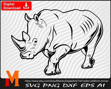 Rhino Silhouette 1, Rhino Svg, Rhino Png SVG Cut File, Vector, DXF, Silhouette Digital Downloads ...