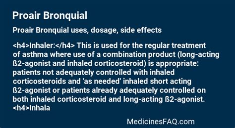 Proair Bronquial: Uses, Dosage, Side Effects, FAQ - MedicinesFAQ