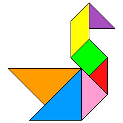 Tangram Swan - Tangram solution #16 - Providing teachers and pupils with tangram activities