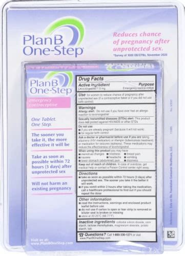 Plan B One-Step® Emergency Contraceptive, 1 ct - Food 4 Less