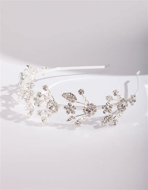 prom accessories - Google Search | Silver headband, Floral pearl headband, Pearl headband