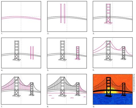 How to Draw the Golden Gate Bridge · Art Projects for Kids