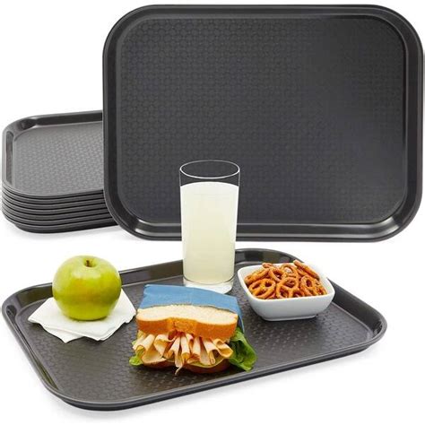 Black Plastic Serving Trays, Cafeteria Food Server (16 x 12 In, 8 Pack) - Bed Bath & Beyond ...