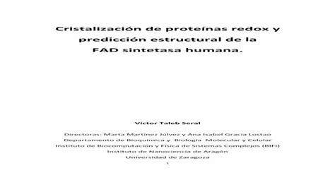 Cristalización de proteínas redox y predicción estructural - [PDF Document]