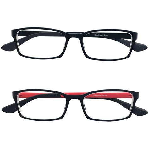 Myopia Glasses 1.0 to 6.0 Mens Womens Nearsighted Eyewear Distance 1x Black 1x Red Frame ...