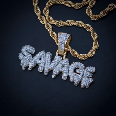 Fully Iced Out Lab Diamond Savage Pendant Necklace - Chains, Necklaces ...