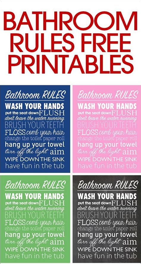 Bathroom Rules Free Printable | Bathroom printables, Bathroom rules ...