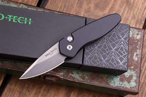 ProTech Sprint Automatic Folding Knife Black 1.9" S35VN Stonewash 2905 ...