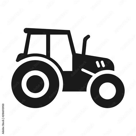 Simple, flat tractor silhouette (black). Isolated on white Stock Vector | Adobe Stock