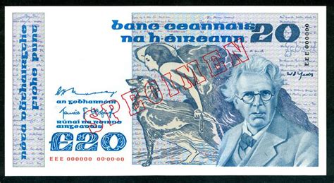 Ireland money £20 Irish Pounds banknote 1980 William Butler Yeats|World ...