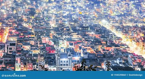 Aerial View of City in Night Time Illuminated, at Vijayawada, India Editorial Image - Image of ...