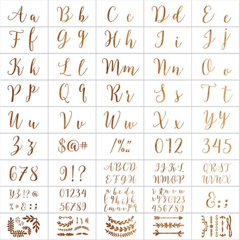 Buy 45 Pieces Letter Stencil Set, Reusable Cursive Calligraphy Stencil ...