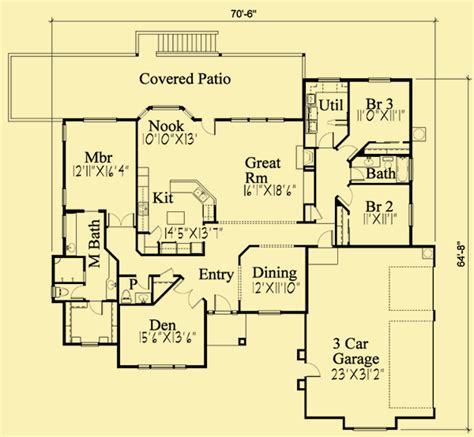 Single Story House Plans For Contemporary 3 Bedroom Home