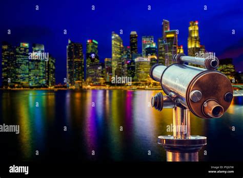 monocular for sightseeing in Singapore river view at night Stock Photo ...