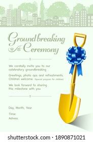 Cordially Invitation Groundbreaking Ceremony Golden Shovel Stock Vector (Royalty Free ...