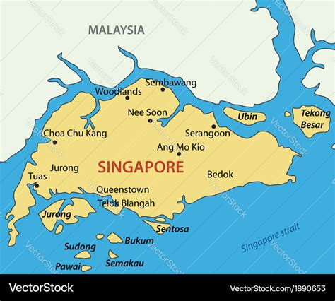 Republic of singapore - map Royalty Free Vector Image