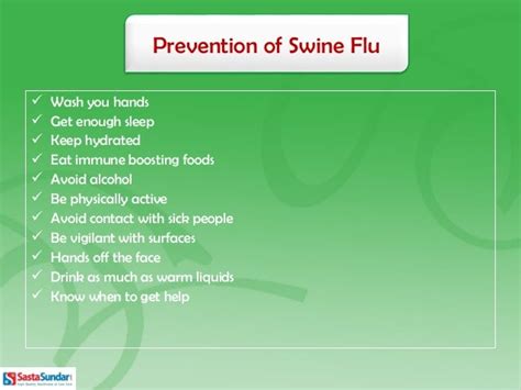 Prevention of swine flu