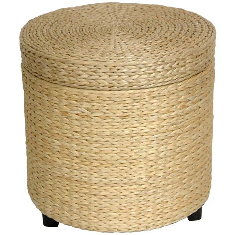 Oriental Furniture Natural Storage Ottoman FB-STOOL-NAT - The Home Depot