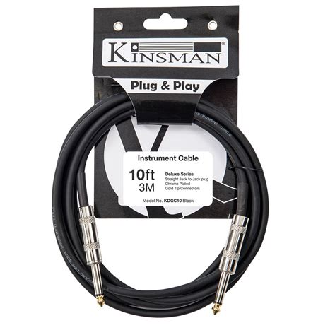 Kinsman Deluxe 10ft/3m Instrument/Guitar Cable Black (KDGC10) - Music ...