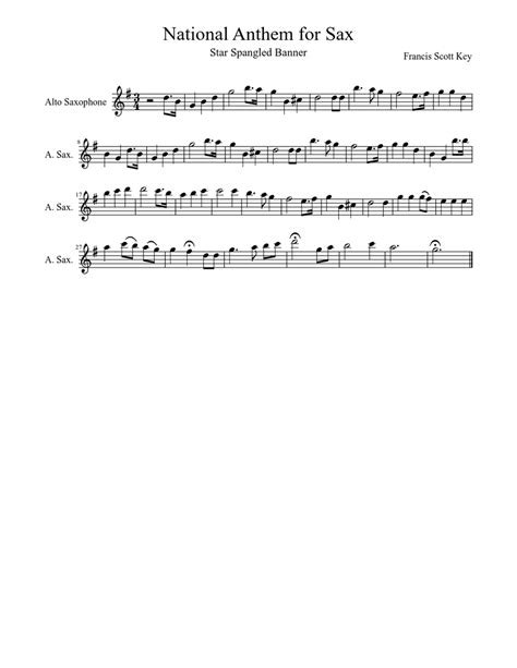 National Anthem for Sax Sheet music | Download free in PDF or MIDI ...