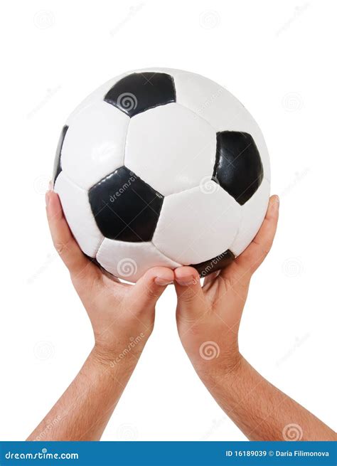 Hands holding football stock image. Image of isolated - 16189039