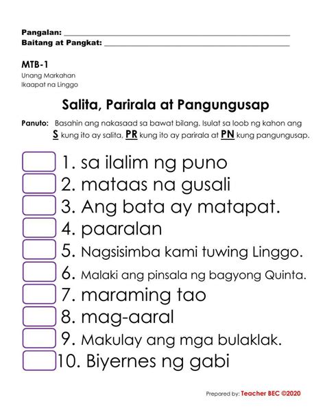 Parirala-pangungusap Worksheet Live Worksheets