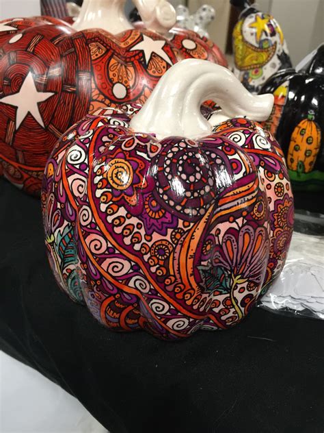 Zentangle inspired ceramic pumpkin can be used for fall every year | Pumpkin inspiration ...