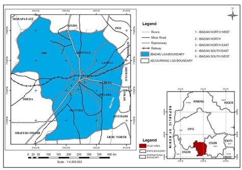 Map of Ibadan Metropolis Showing Local Government Areas (Inset: Oyo ...