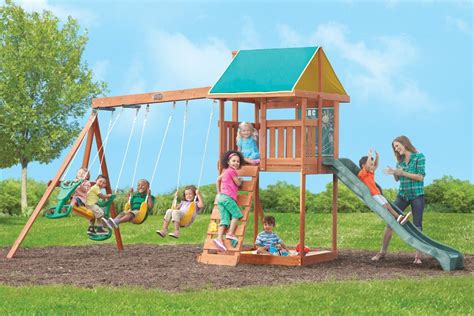 Bloomingdale Swing Set | Backyard toys, Backyard playset, Kids outdoor play equipment