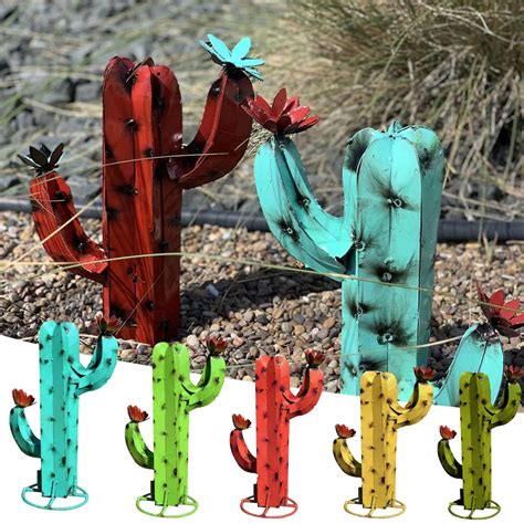 Mexican Metal Cactus Sculpture Multicolor Funny Art Garden | Etsy