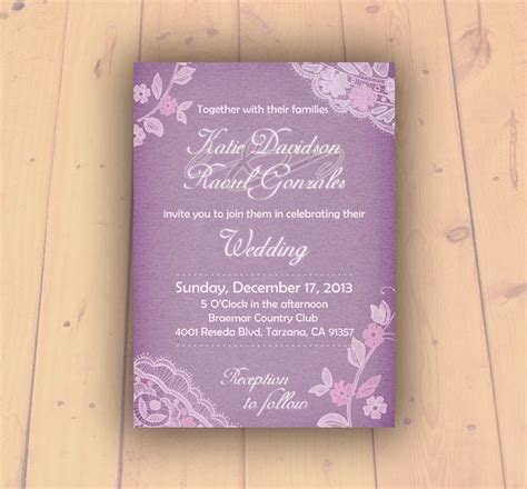 Purple Lace Wedding Invitation Lace wedding by PrintableMoon | Wedding ...