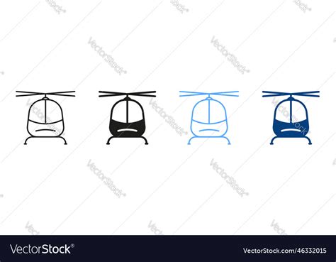 Helicopter line and silhouette color icons set Vector Image