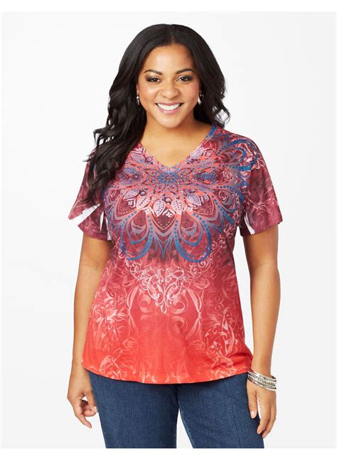 Catherines Plus Size Endless Expression Top – Women’s Size 3x, Chili ...