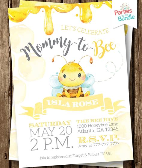 Bee Invitation, Baby to Bee, Bee Invite, Bee Baby Shower, Black and Yellow, Baby Girl Boy ...