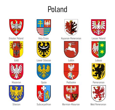 Coat of arms of the voivodship of Poland, All Polish regions emb ...