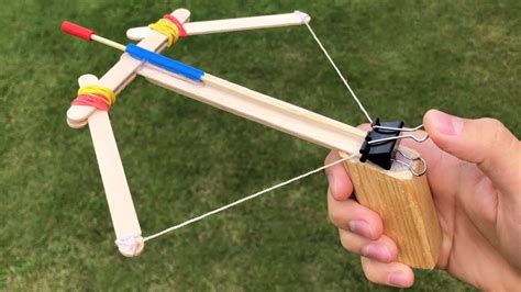 How to Make a Crossbow Out of Popsicle Sticks - DIY Mini Crossbow - YouTube