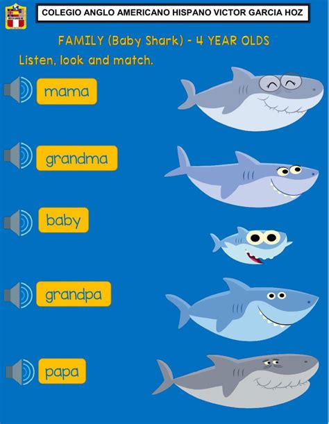 FAMILY (Baby Shark) - 4 YEAR OLDS worksheet | Live Worksheets