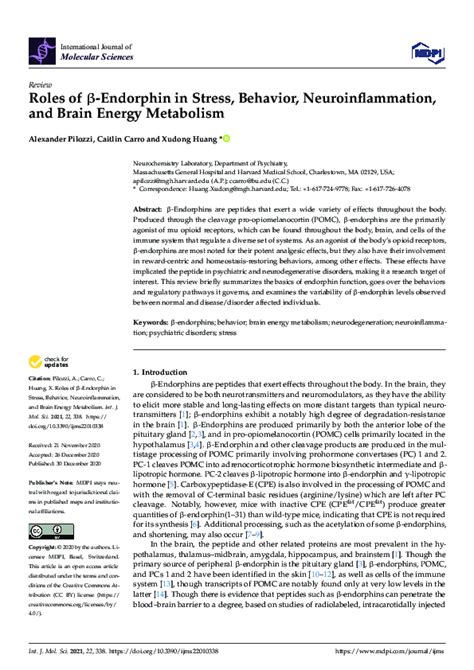 (PDF) Roles of β-Endorphin in Stress, Behavior, Neuroinflammation, and Brain Energy Metabolism ...