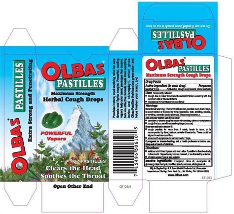 Olbas Pastilles Images Menthol Pastille Oral