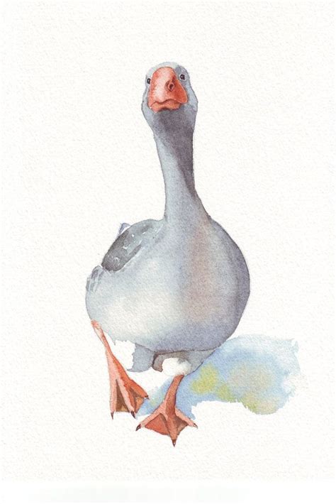 goose watercolor by Louise De Masi on etsy | Art à thème oiseau, Affiche artistique, Croquis à l ...