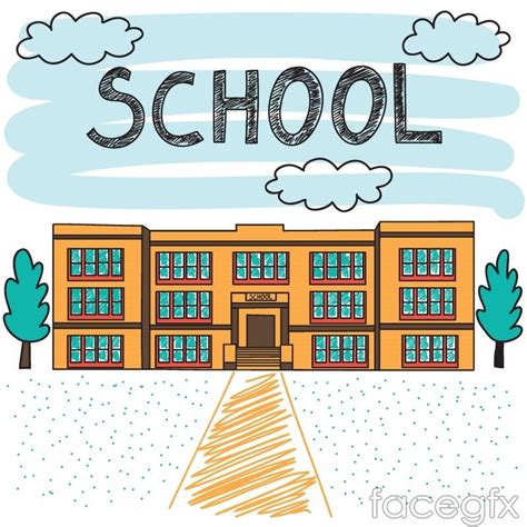 School Building Design, School Design, School Drawing Building Kids, Drawing School, Drawing For ...